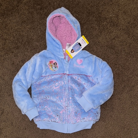 Disney Plush Hoodie with Princess Design in Blue and Pink